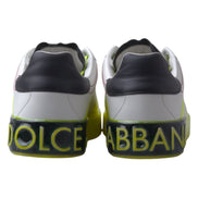 Sneakers Dolce & Gabbana Portofino albi cu galben din piele
