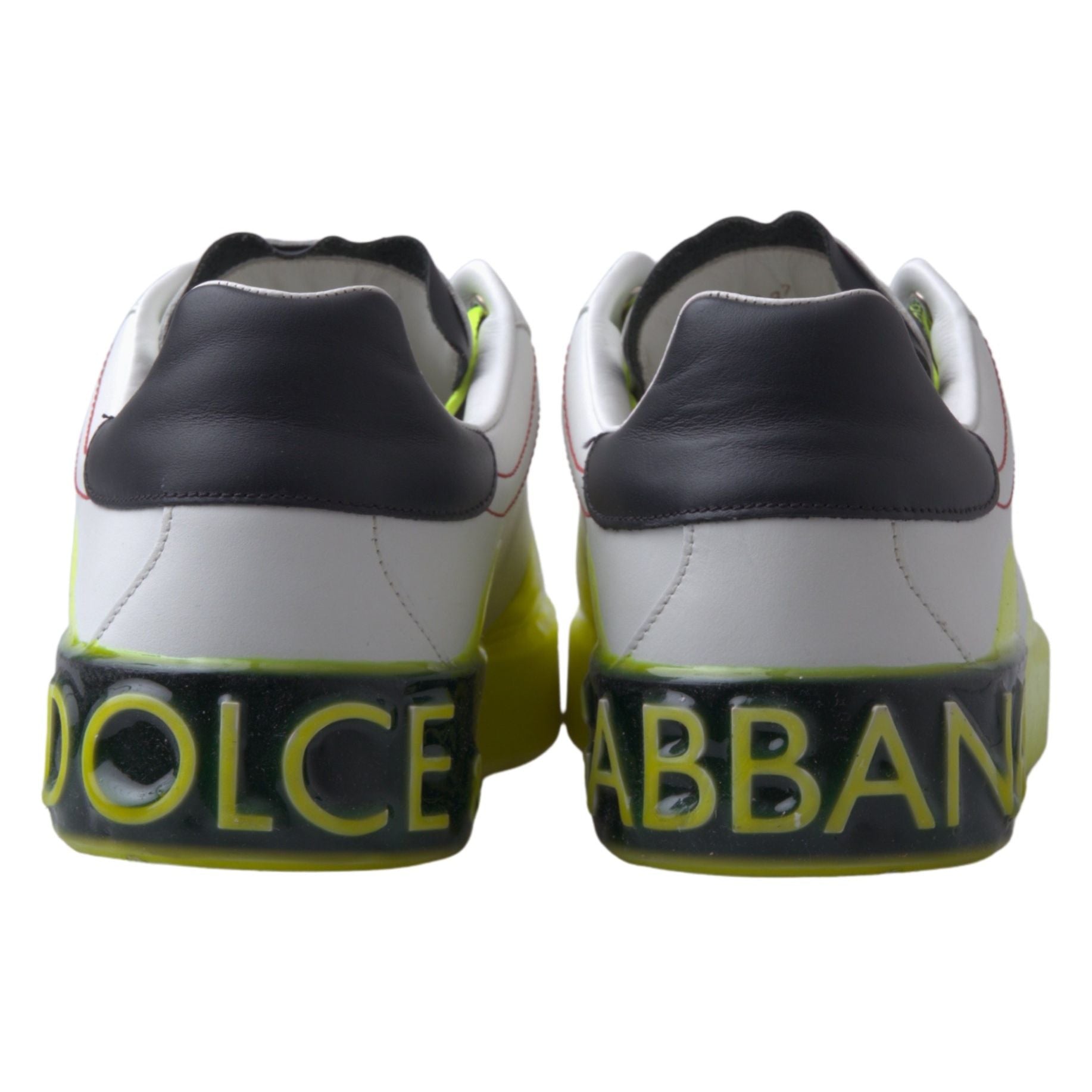 Sneakers Dolce & Gabbana Portofino albi cu galben din piele