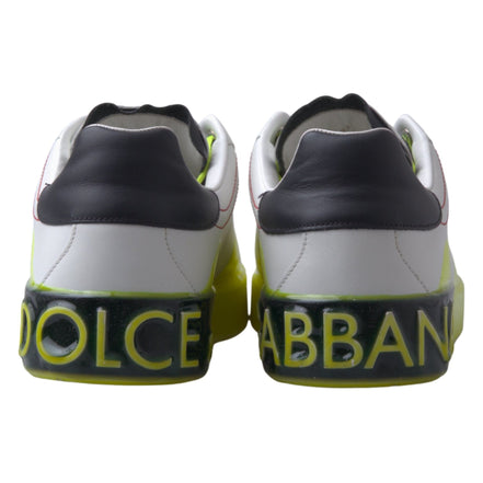 Sneakers Dolce & Gabbana Portofino albi cu galben din piele
