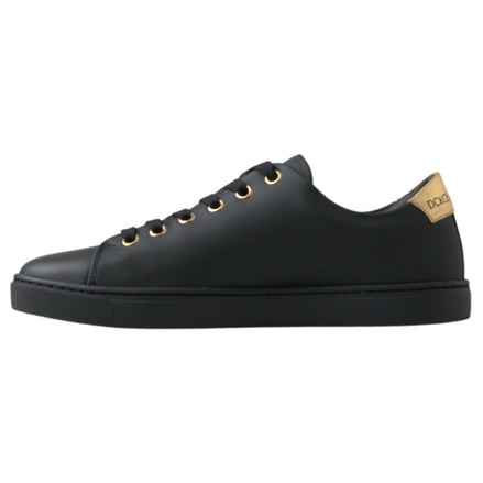 Sneakers Dolce & Gabbana clasici negri cu auriu din piele