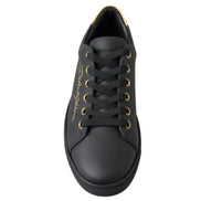 Sneakers Dolce & Gabbana clasici negri cu auriu din piele