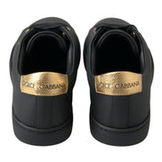 Sneakers Dolce & Gabbana clasici negri cu auriu din piele