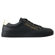 Sneakers Dolce & Gabbana clasici negri cu auriu din piele