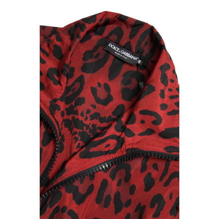 Dolce & Gabbana Red Leopard Full Zip Sweater