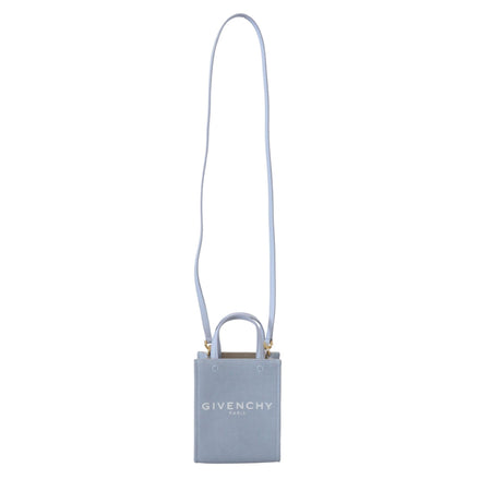 Geantă de umăr mini verticală Givenchy Cloud din pânză albastră acoperită