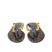 Dolce & Gabbana Blue Crystal Beachwear Flat Sandals