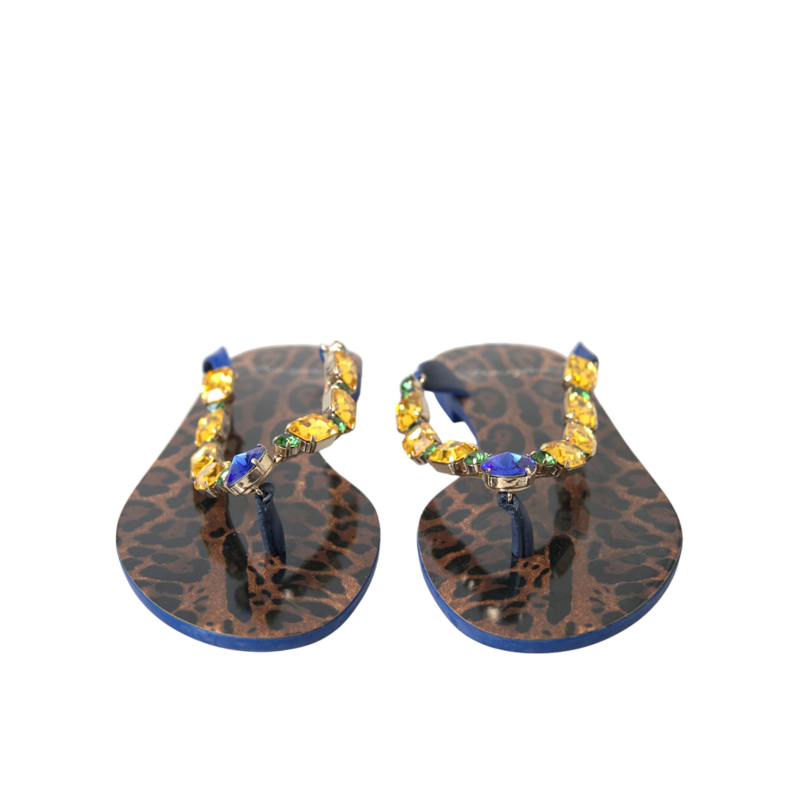 Dolce & Gabbana Blue Crystal Beachwear Flat Sandals
