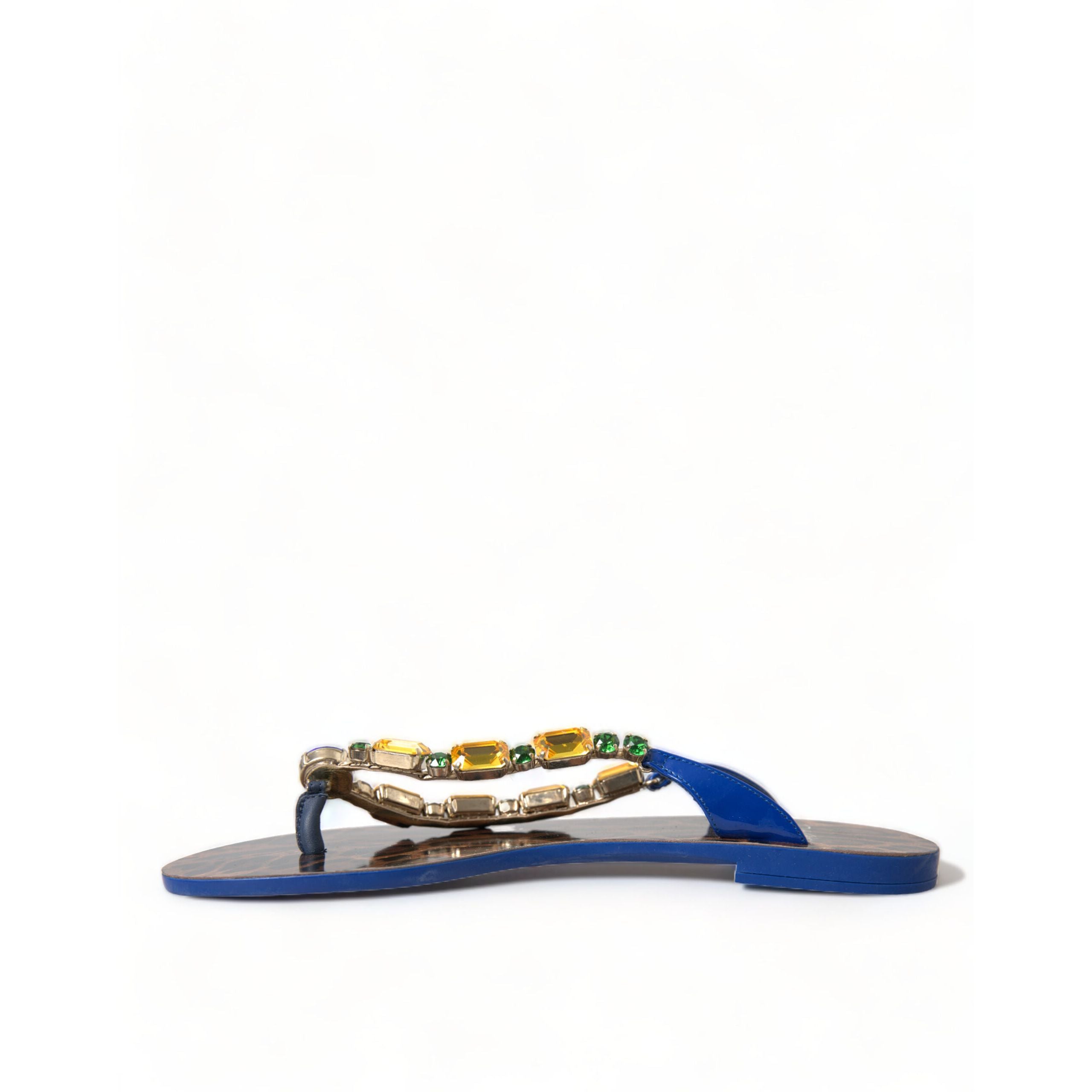Dolce & Gabbana Blue Crystal Beachwear Flat Sandals