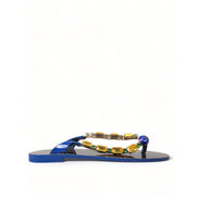 Dolce & Gabbana Blue Crystal Beachwear Flat Sandals