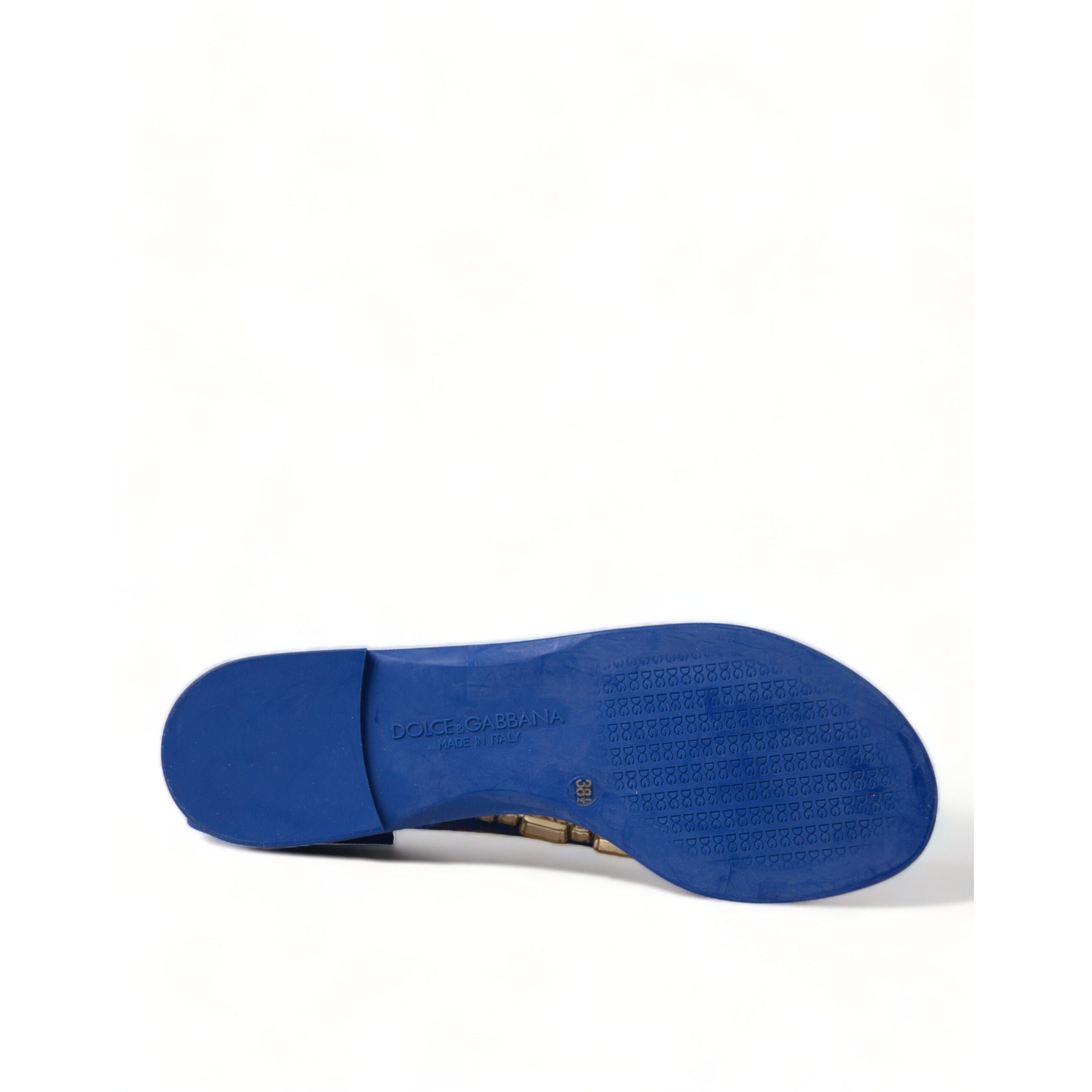 Dolce & Gabbana Blue Crystal Beachwear Flat Sandals