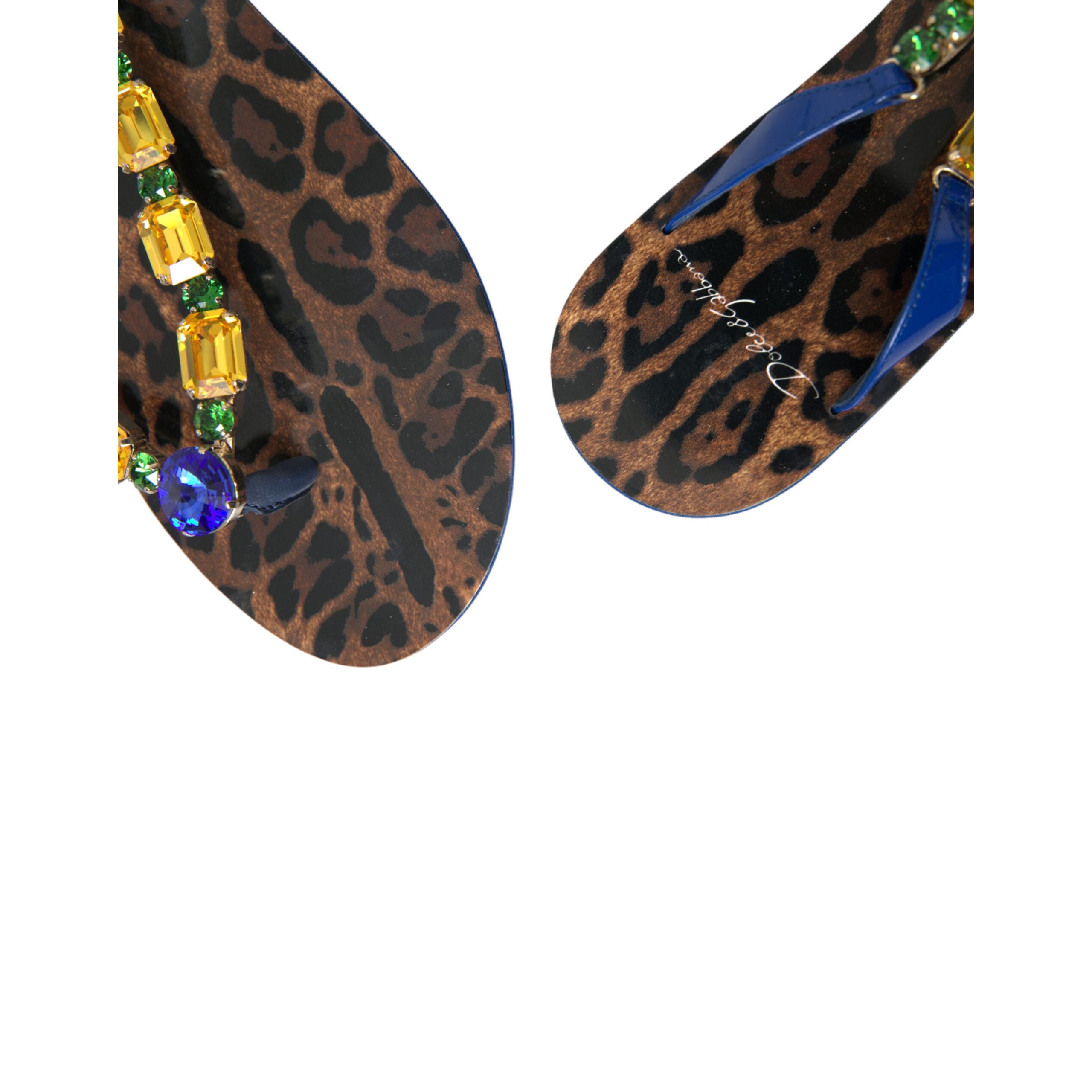 Dolce & Gabbana Blue Crystal Beachwear Flat Sandals