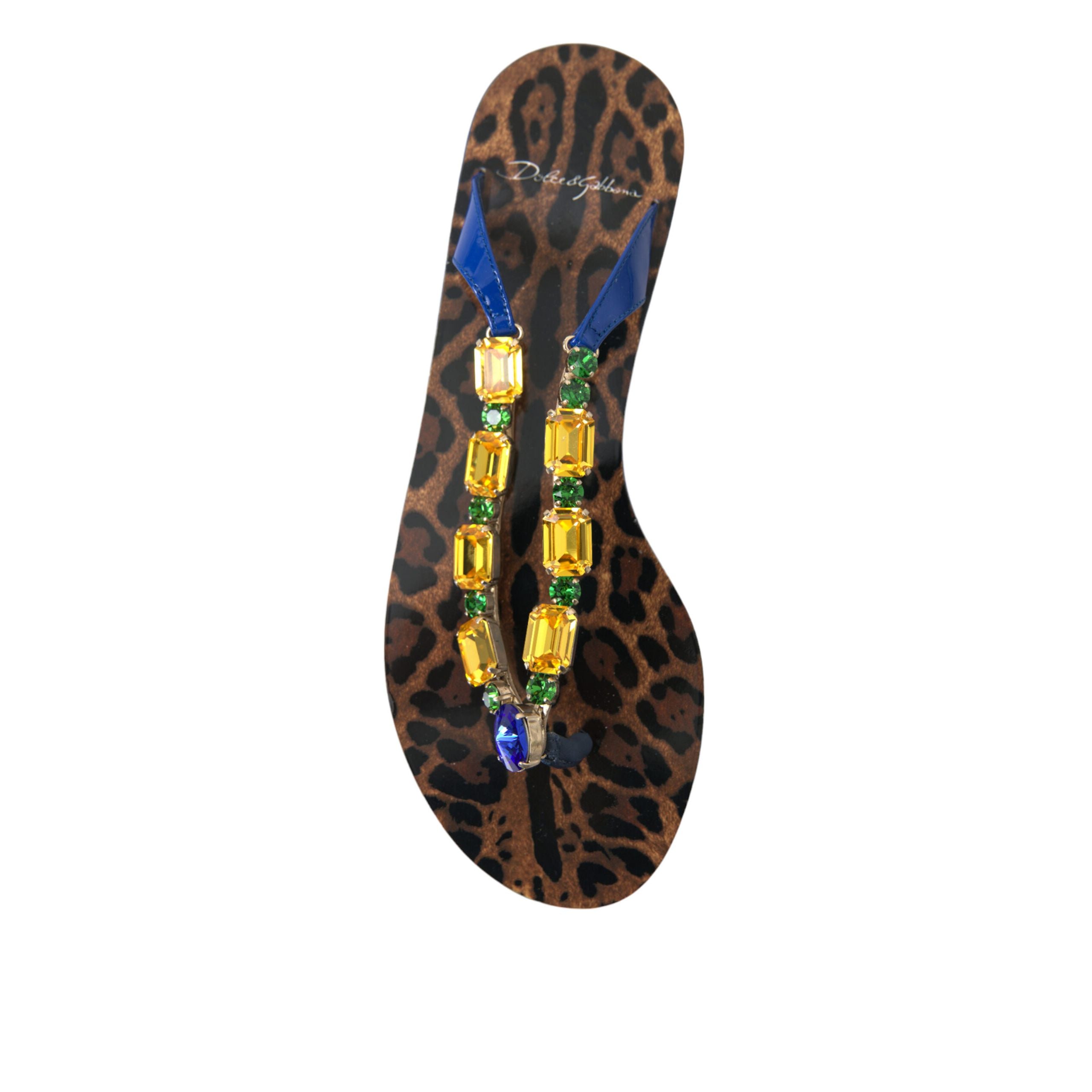 Dolce & Gabbana Blue Crystal Beachwear Flat Sandals