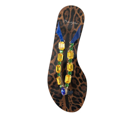 Dolce & Gabbana Blue Crystal Beachwear Flat Sandals