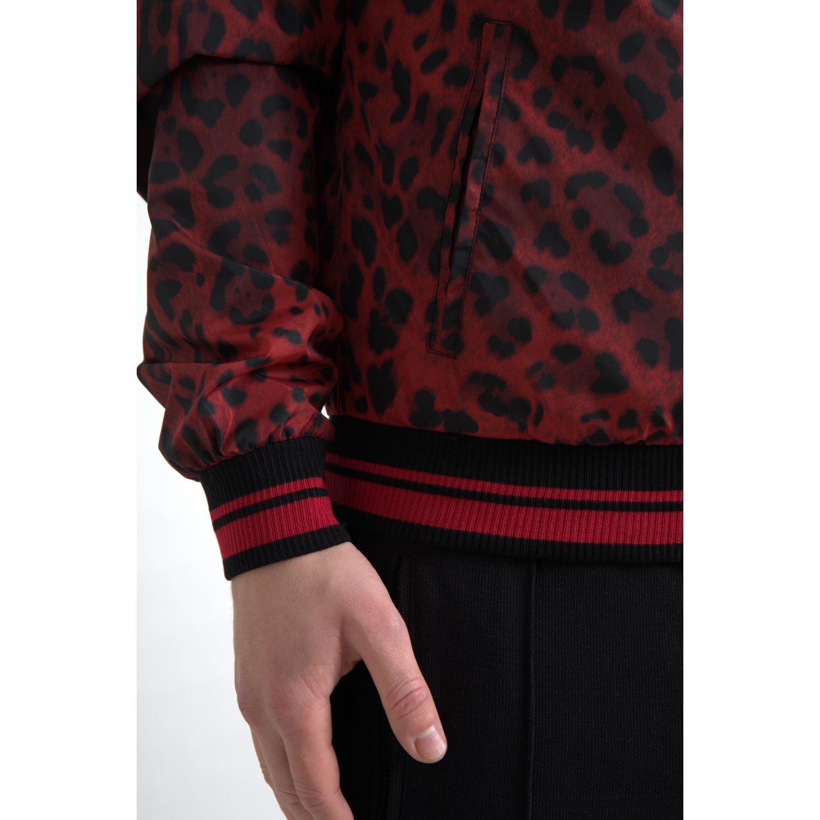 Dolce & Gabbana Red Leopard Short Coat Bomber Jacket