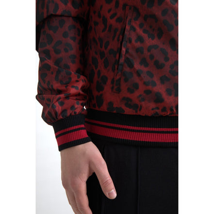 Dolce & Gabbana Red Leopard Short Coat Bomber Jacket
