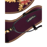 Sandale din piele Dolce & Gabbana negre cu auriu și cristale