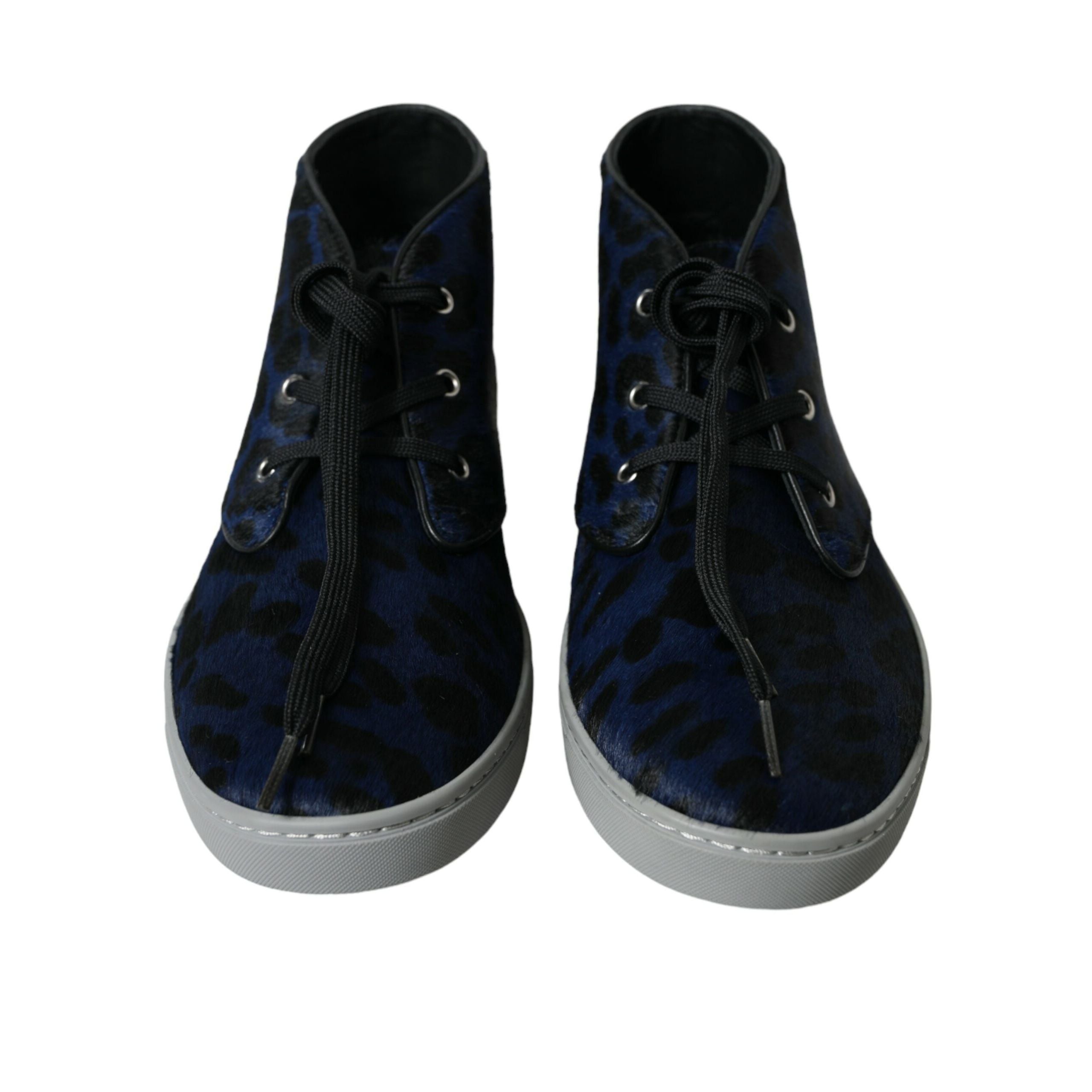 Dolce & Gabbana Blue Leopard Mid Top Sneakers