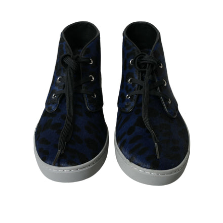 Dolce & Gabbana Blue Leopard Mid Top Sneakers