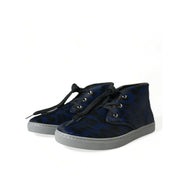 Dolce & Gabbana Blue Leopard Mid Top Sneakers