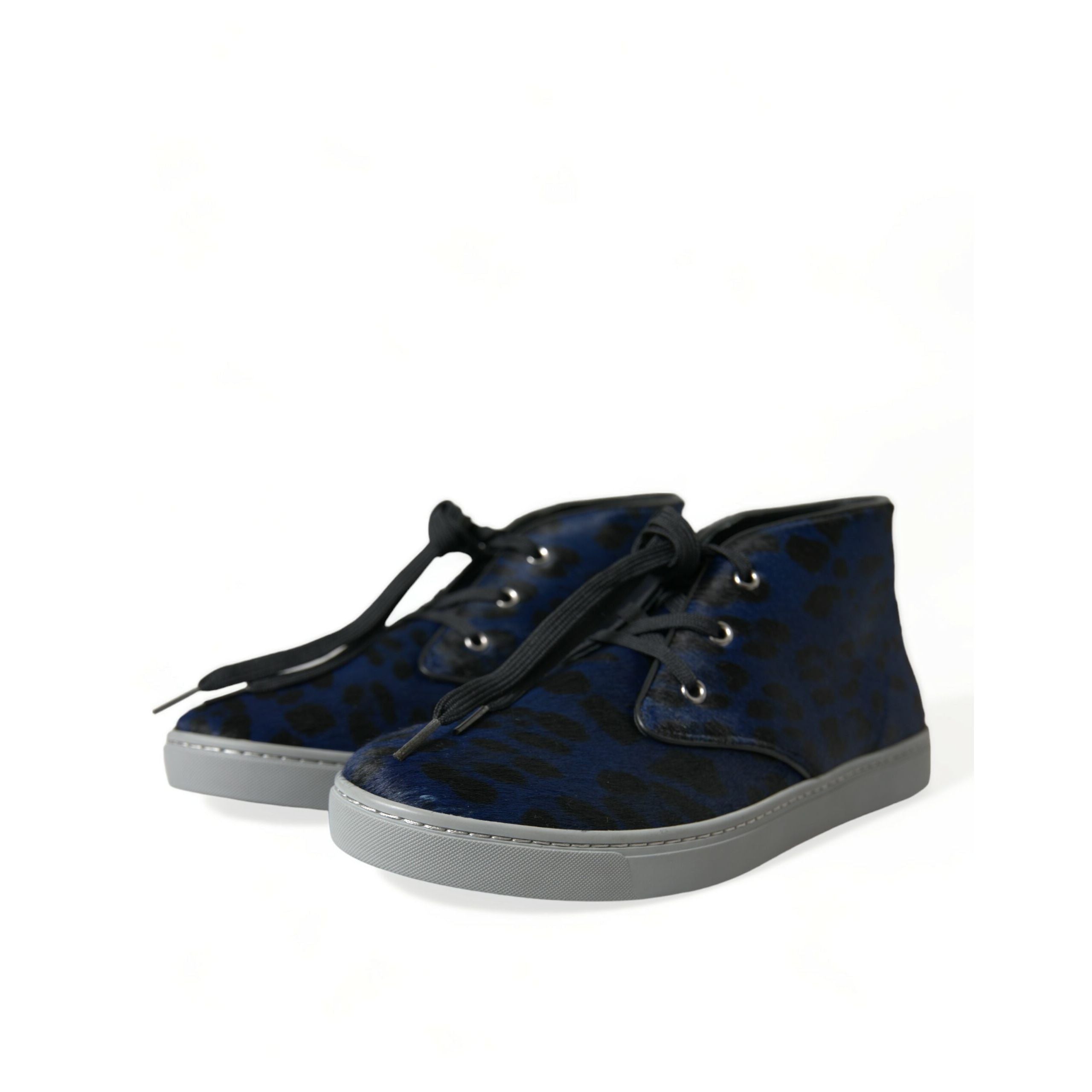 Dolce & Gabbana Blue Leopard Mid Top Sneakers