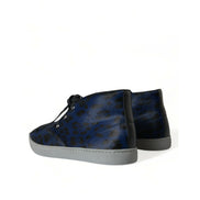 Dolce & Gabbana Blue Leopard Mid Top Sneakers