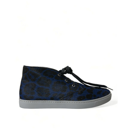 Dolce & Gabbana Blue Leopard Mid Top Sneakers