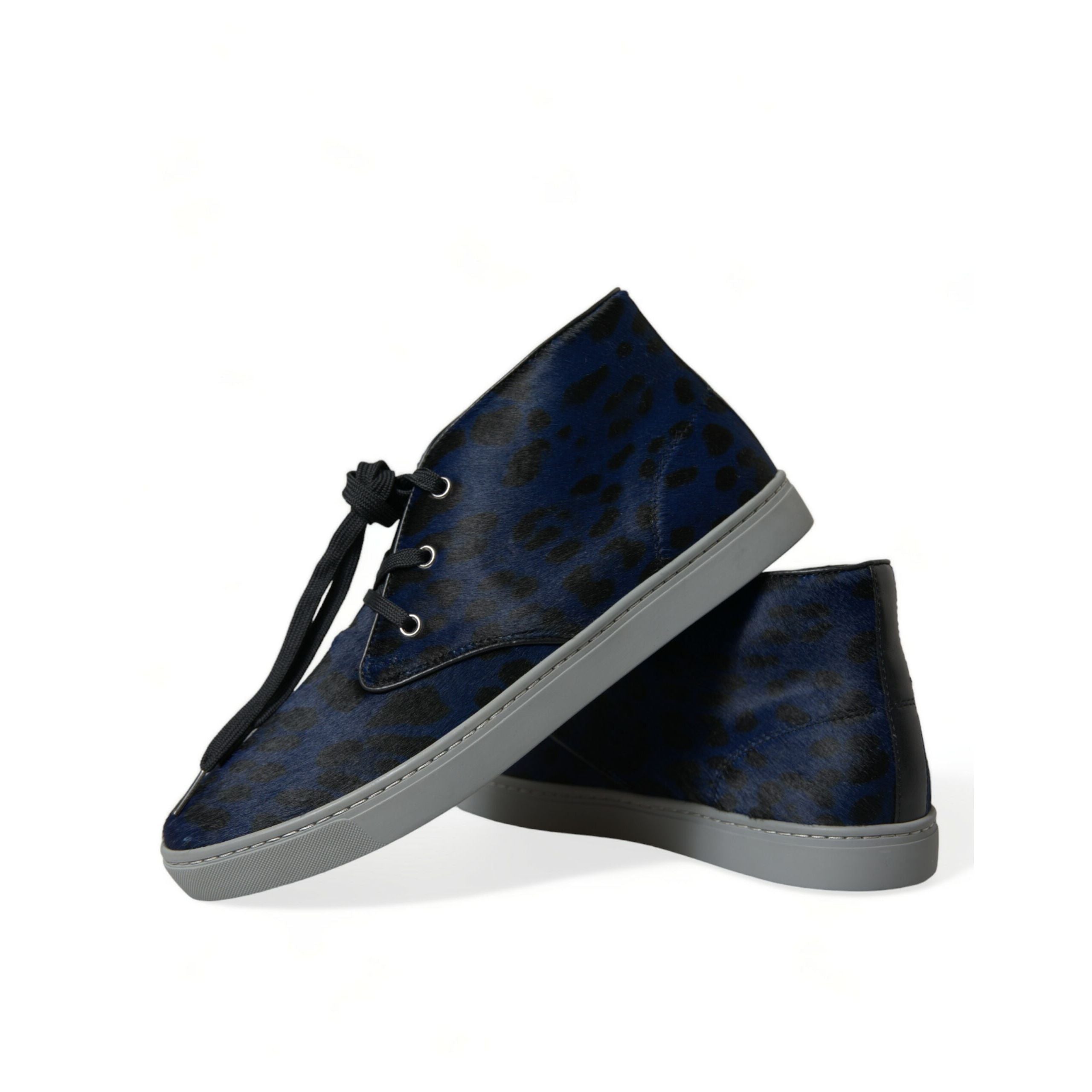 Dolce & Gabbana Blue Leopard Mid Top Sneakers