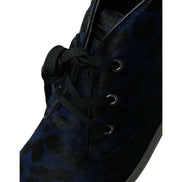 Dolce & Gabbana Blue Leopard Mid Top Sneakers