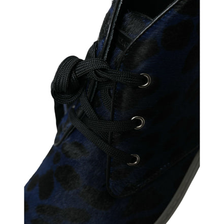 Dolce & Gabbana Blue Leopard Mid Top Sneakers