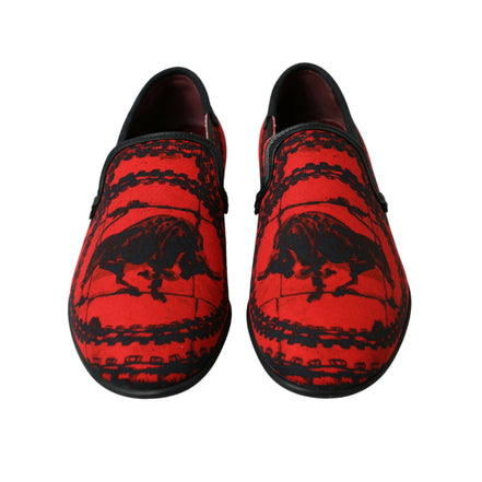 Mocasini Dolce & Gabbana Torero roșii cu negru