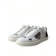 Sneakers Dolce & Gabbana cu profil jos albi cu bordo, cu logo, din piele