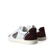 Sneakers Dolce & Gabbana cu profil jos albi cu bordo, cu logo, din piele