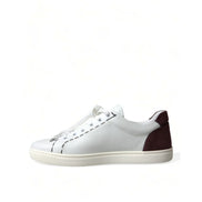 Sneakers Dolce & Gabbana cu profil jos albi cu bordo, cu logo, din piele