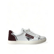 Sneakers Dolce & Gabbana cu profil jos albi cu bordo, cu logo, din piele