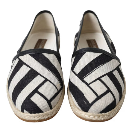 Dolce & Gabbana Black White Stripe Slip-On Espadrilles