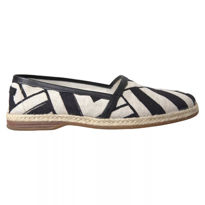 Espadrile slip-on Dolce & Gabbana cu dungi alb-negru