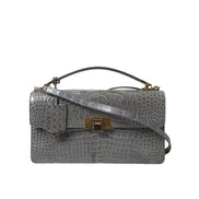 Geantă de umăr Balenciaga din piele exotică gri