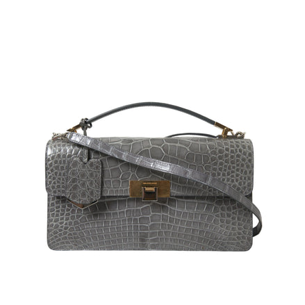 Geantă de umăr Balenciaga din piele exotică gri