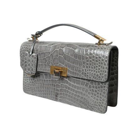 Geantă de umăr Balenciaga din piele exotică gri
