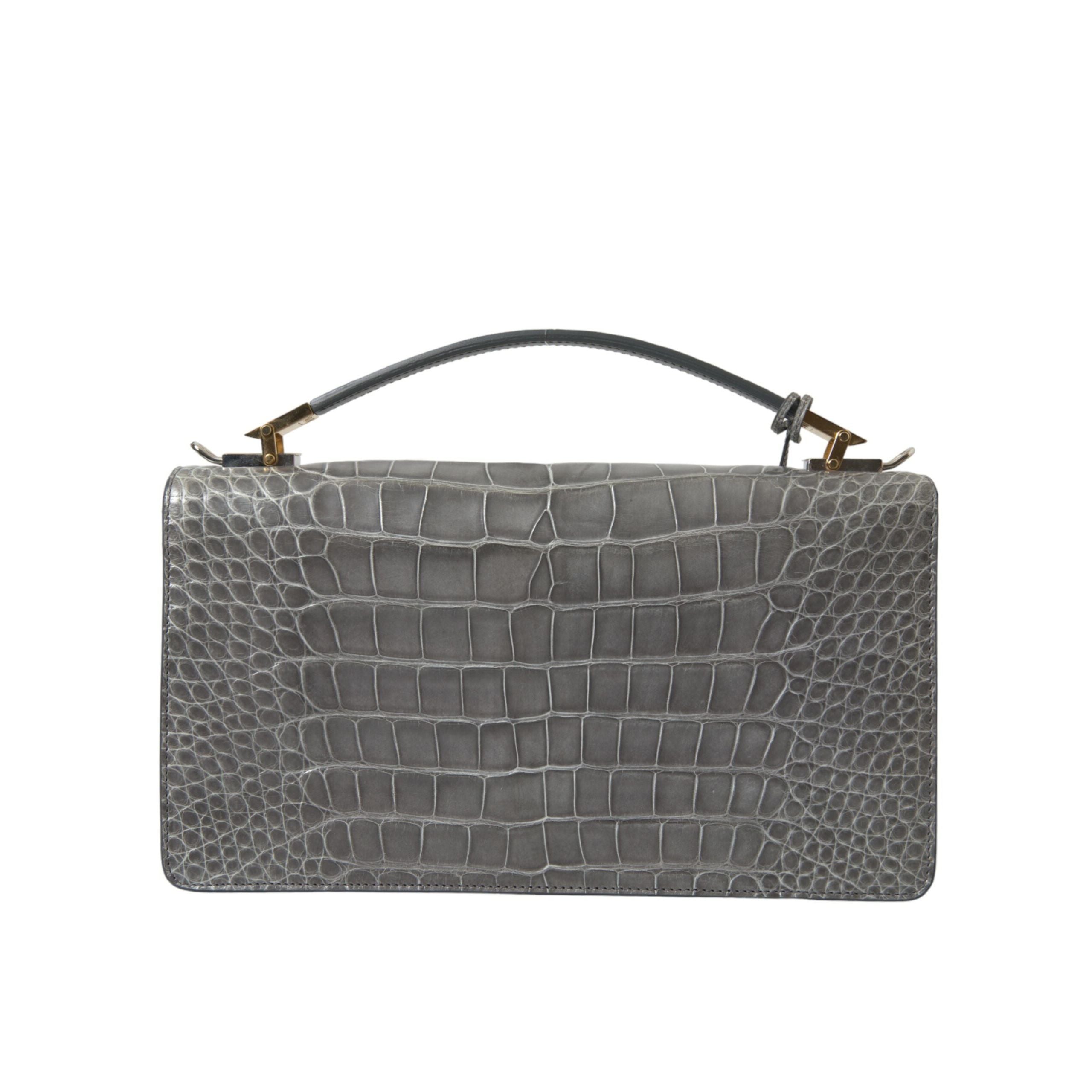 Geantă de umăr Balenciaga din piele exotică gri