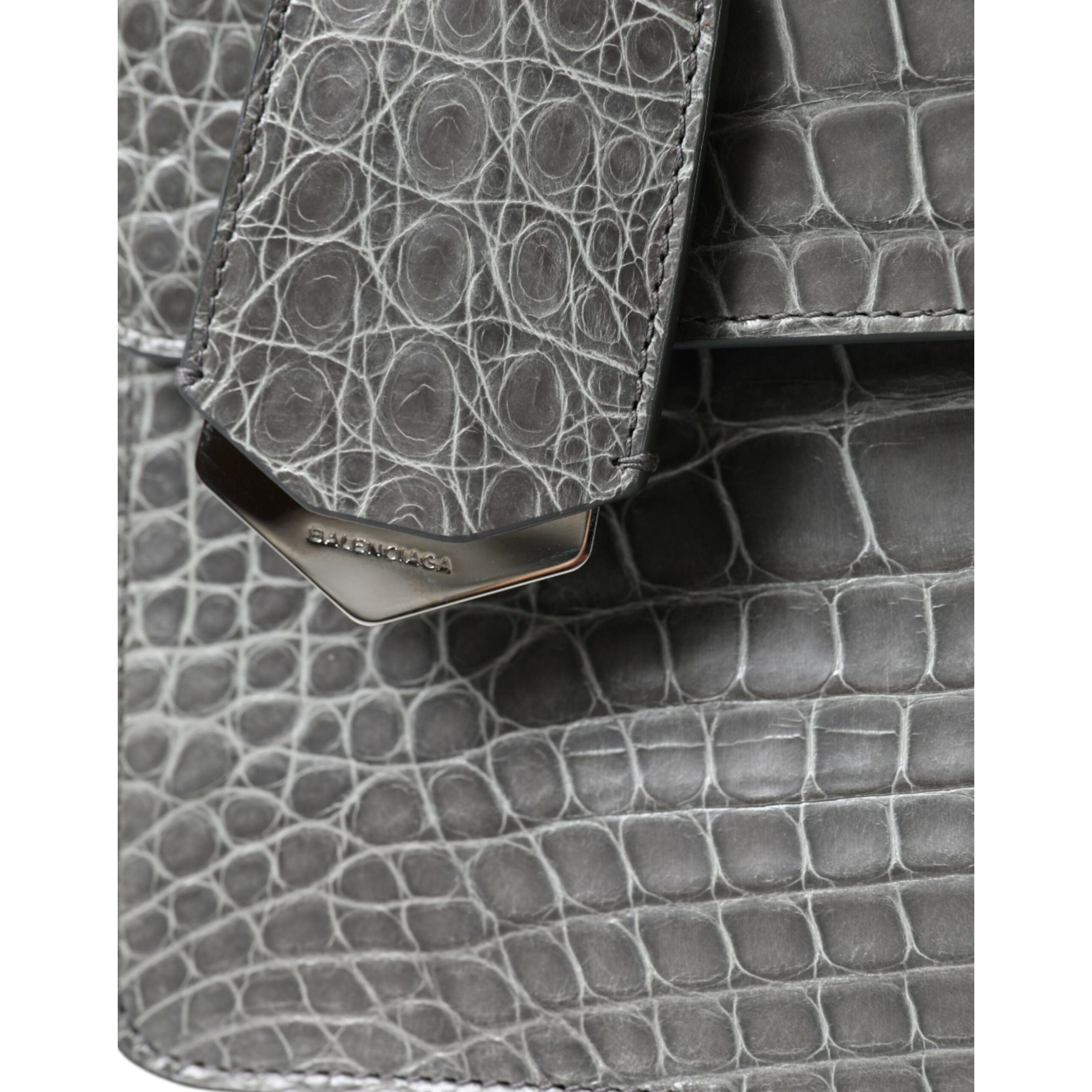 Geantă de umăr Balenciaga din piele exotică gri