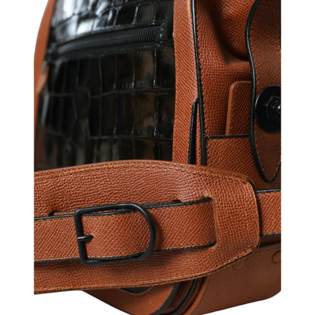 Geantă crossbody verticală Balenciaga din piele exotică neagră-maro