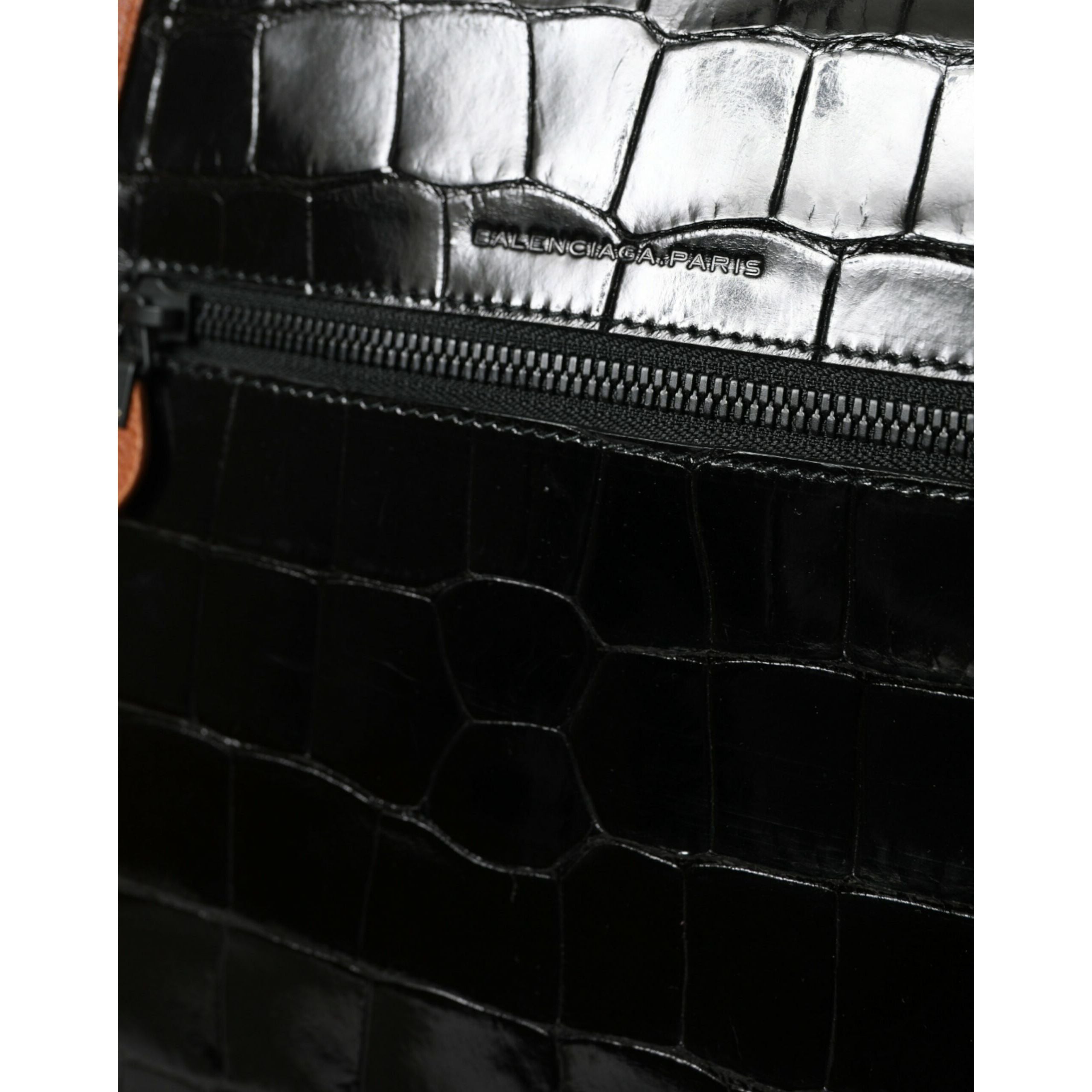 Geantă crossbody verticală Balenciaga din piele exotică neagră-maro