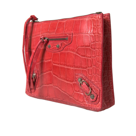 Poșetă plic Balenciaga roșie Classic Pouch