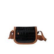 Balenciaga Black Brown Exotic Leather Camera Crossbody Bag