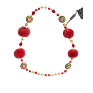 Colier Dolce & Gabbana Carretto din alamă aurie cu blană roșie și cristale