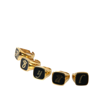 Dolce & Gabbana Gold Brass ROYAL Enamel Set of 5 Ring