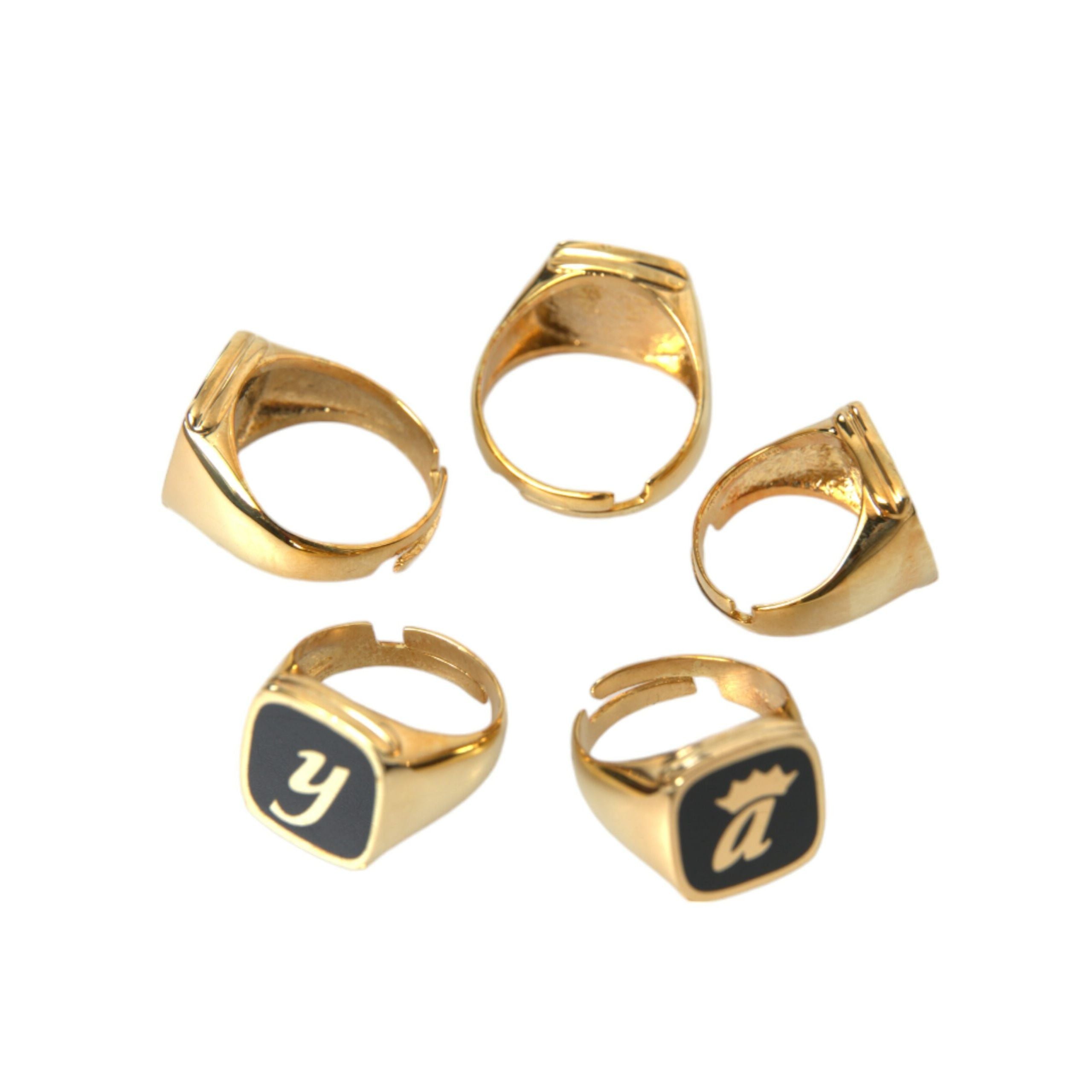 Dolce & Gabbana Gold Brass ROYAL Enamel Set of 5 Ring