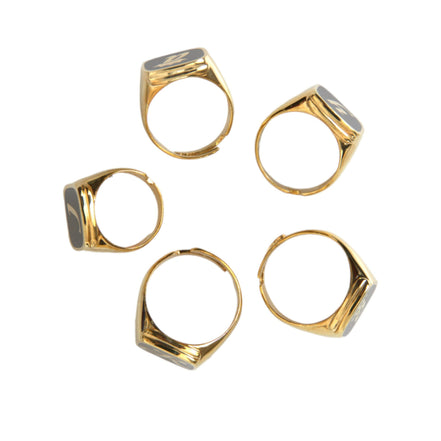 Dolce & Gabbana Gold Brass ROYAL Enamel Set of 5 Ring