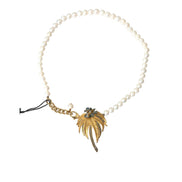 Colier tip pandantiv charm Dolce & Gabbana cu copăcel, perle și cristale, din alamă aurie